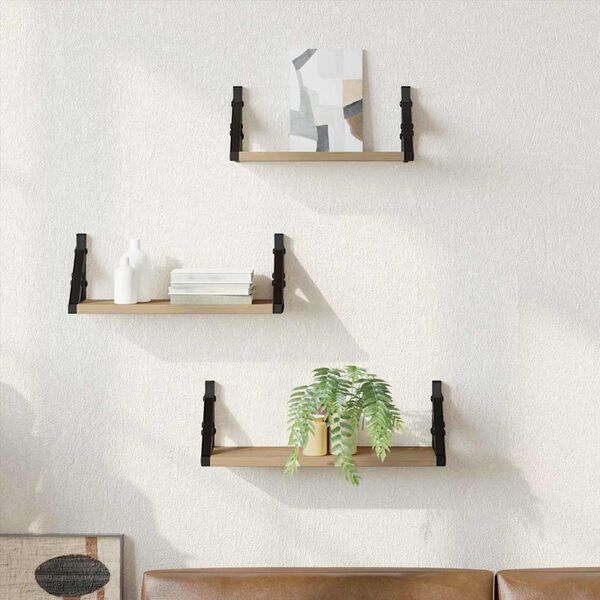 vidaXL Vegghyllesett 3 pcs artisan eik 37 x 12 x 13 cm Konstruert tre