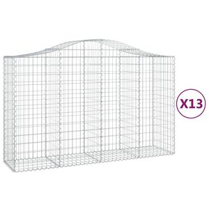 vidaXL Gabionkurver buede 13 stk 200x50x120/140 cm galvanisert jern
