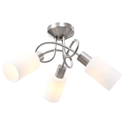 vidaXL Taklampe keramikkskjermer for 3 E14 lyspærer hvit kjegle