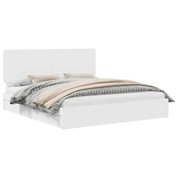 vidaXL Seng med Oppbevaring med skuff Hvit 180 x 200 cm Konstruert tre