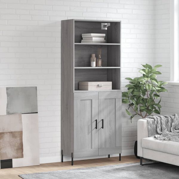 vidaXL Highboard gr&aring; sonoma 69,5x34x180 cm konstruert tre