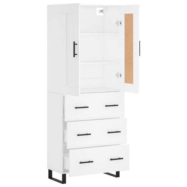 vidaXL Highboard hvit 69,5x34x180 cm konstruert tre