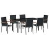 vidaXL Hage Spisegruppe 7 pcs Svart Pulverlakkert st&aring;l