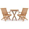 vidaXL Hagespisestuesett 3 deler heltre teak