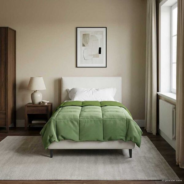 vidaXL Full &aring;r dyne Quilted gr&oslash;nn 155 x 220 cm Mikrofiber