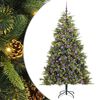 vidaXL Kunstig hengslet juletre med kjegler gr&oslash;nn 210 cm