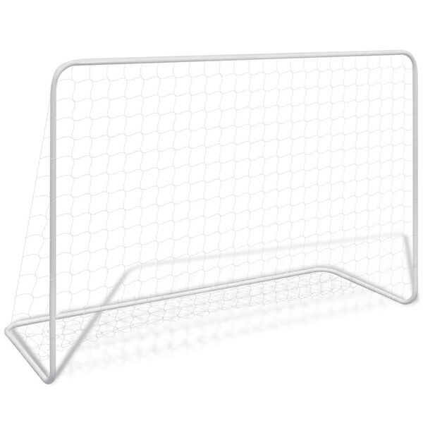 vidaXL Fotballm&aring;l med nett 182x61x122 cm st&aring;l hvit