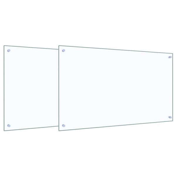 vidaXL Kj&oslash;kkenbakplate 2 pcs Gjennomsiktig 100 x 60 cm herdet glass