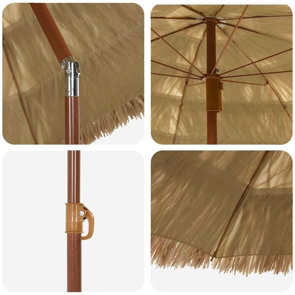 vidaXL Strandparasol Brun Ø 160 x 196 cm Stål