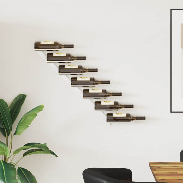 vidaXL Veggmontert vinstativ for 7 flasker hvit metall