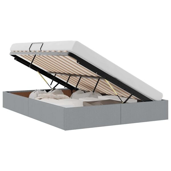 vidaXL Seng med Oppbevaring med madrass Lysegr&aring; 135 x 190 cm stoff