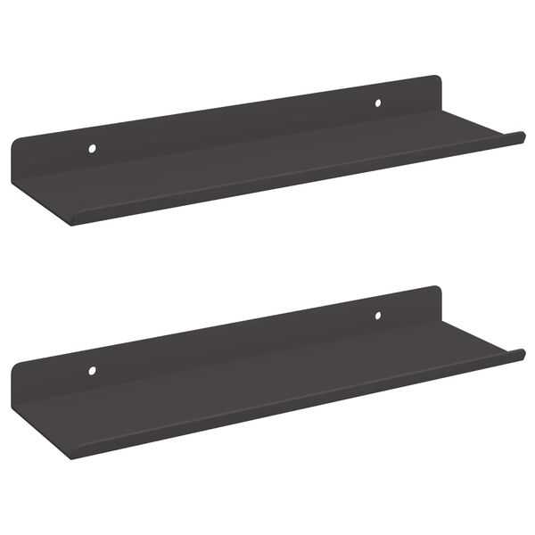 vidaXL Flytende hylle Veggmontert 2 pcs Svart 30 x 9 x 2,5 cm St&aring;l