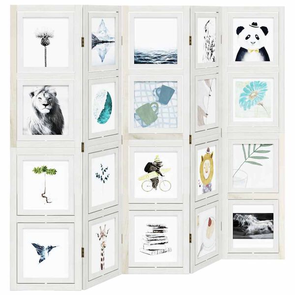 vidaXL Romdeler 5 paneler hvit heltre keisertre