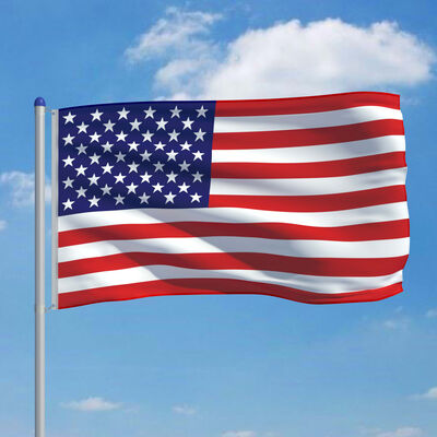 vidaXL Amerikansk flagg og stang aluminium 6 m