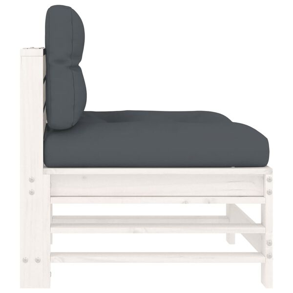 vidaXL Midtsofa med puter hvit heltre furu