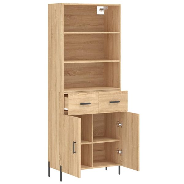 vidaXL Highboard sonoma eik 69,5x34x180 cm konstruert tre