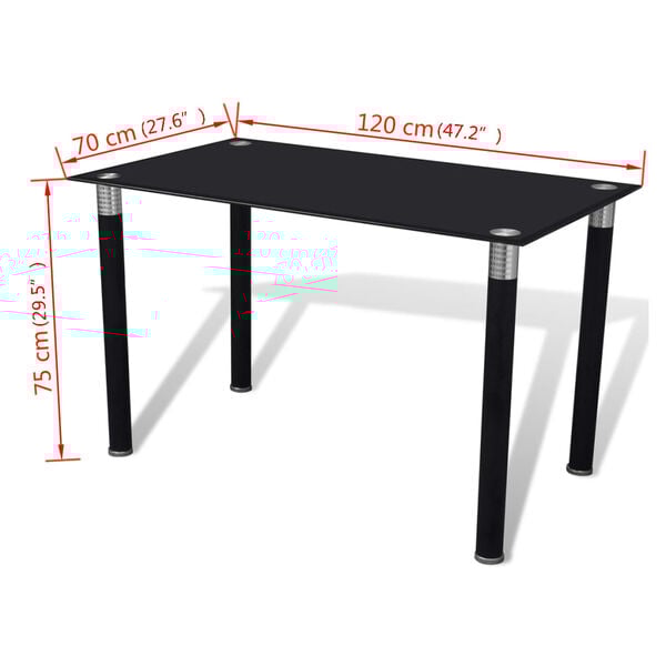 vidaXL Spisebord med glassplate svart