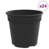 vidaXL Rund Blomsterpotte 24 pcs Svart &Oslash; 17 x 14 cm Plast