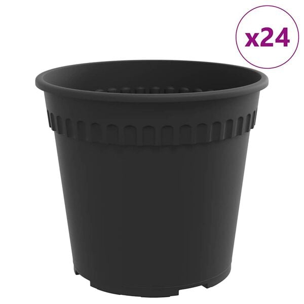 vidaXL Rund Blomsterpotte 24 pcs Svart &Oslash; 17 x 14 cm Plast