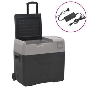 vidaXL Kj&oslash;leboks med hjul og adapter svart og gr&aring; 40 L polypropylen
