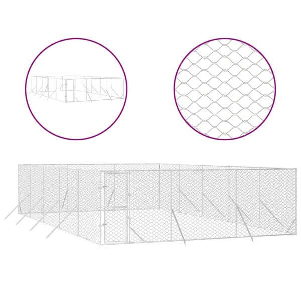 vidaXL Utend&oslash;rs hundekennel s&oslash;lv 6x10x2 m galvanisert st&aring;l