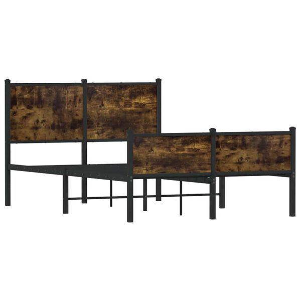 vidaXL Sengeramme i metall uten madrass røkt eik 120x190 cm