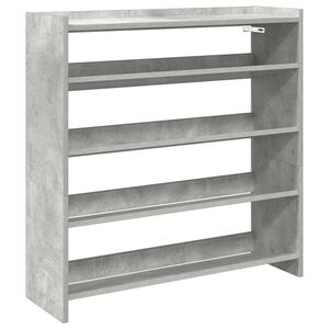 vidaXL Skohylle betonggr&aring; 80x25x81 cm konstruert tre