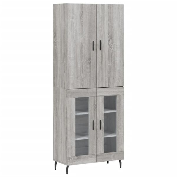 vidaXL Highboard gr&aring; sonoma 69,5x34x180 cm konstruert tre