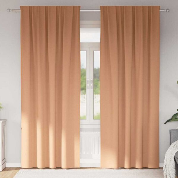vidaXL M&oslash;rkleggende Gardiner med Ringer 2 pcs Lys Brun 225 x 140 cm