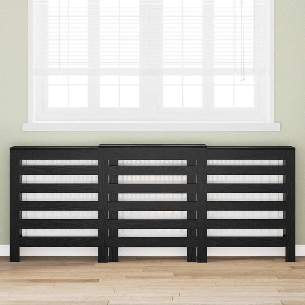 vidaXL Radiator Deksel Svart Eik 205 x 21,5 x 83,5 cm Konstruert tre