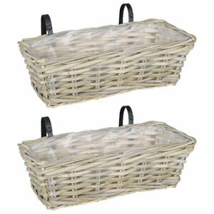 vidaXL Hengende Plantekurv GENDT 2 stk. Naturlig gr&aring; 48 x 22 x 15 cm