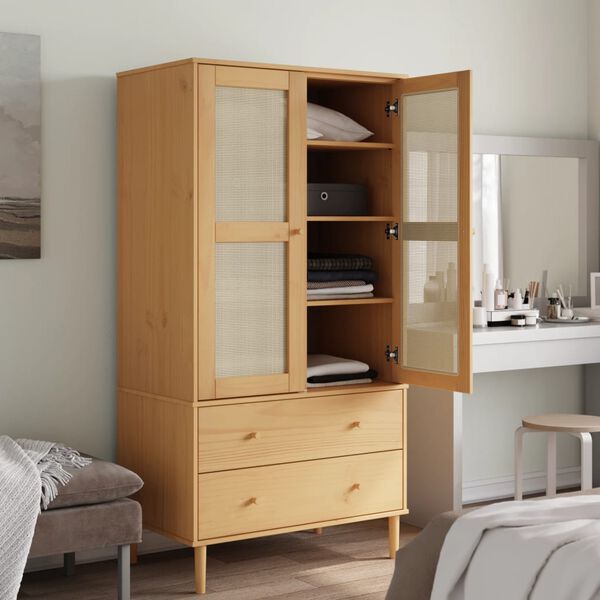 vidaXL Garderobe SENJA rotting utseende brun 90x55x175 cm heltre furu