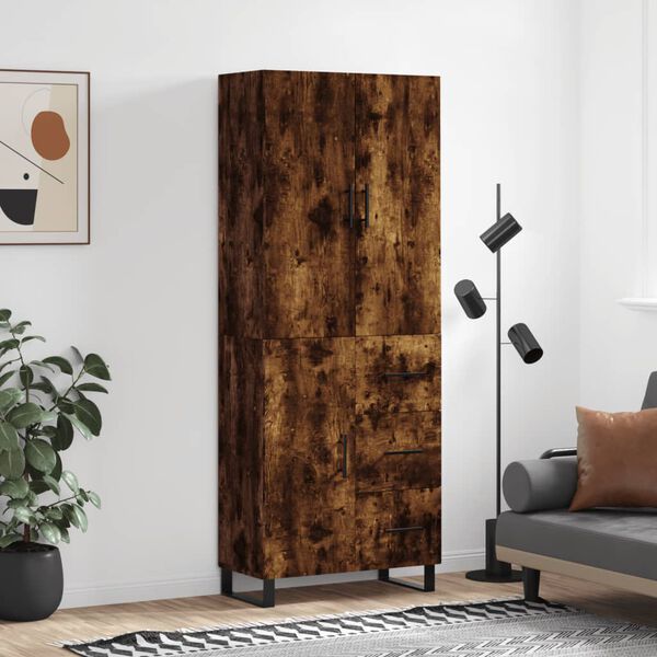 vidaXL Highboard r&oslash;kt eik 69,5x34x180 cm konstruert tre