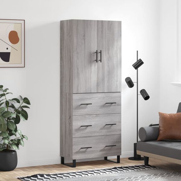 vidaXL Highboard gr&aring; sonoma 69,5x34x180 cm konstruert tre