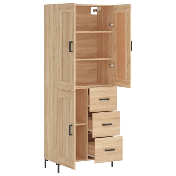 vidaXL Highboard sonoma eik 69,5x34x180 cm konstruert tre