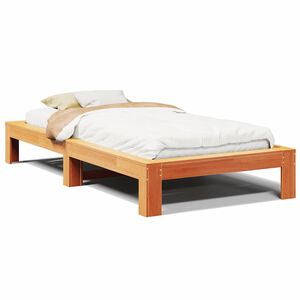 vidaXL Sengeramme uten madrass voksbrun 100x200 cm heltre furu