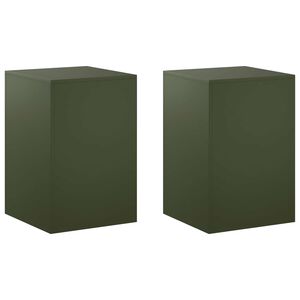 vidaXL Planteholder 2 pcs Olivengr&oslash;nn 40 x 40 x 60 cm St&aring;l
