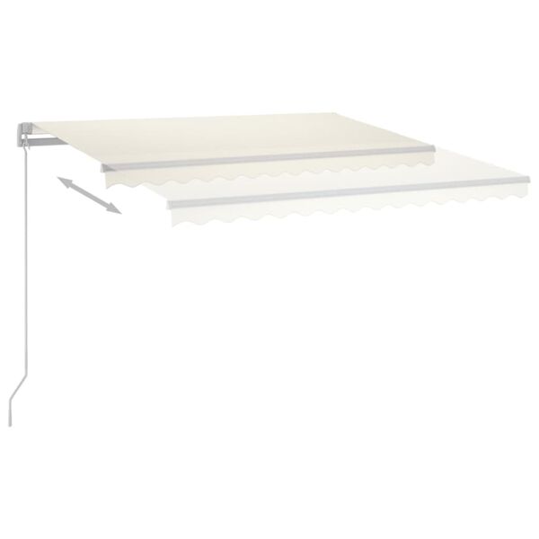 vidaXL Manuell uttrekkbar markise med LED 400x350 cm kremhvit