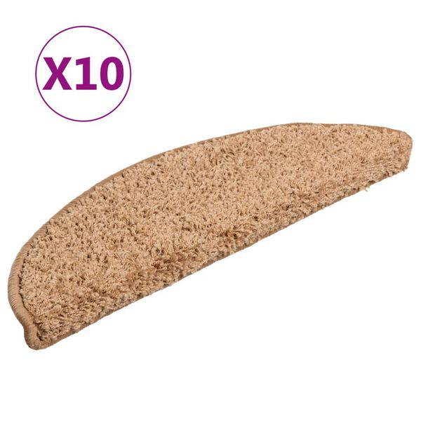 vidaXL Trappematter 10 stk 56x17x3 cm beige halvrund
