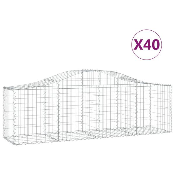 vidaXL Gabionkurver buede 40 stk 200x50x60/80 cm galvanisert jern