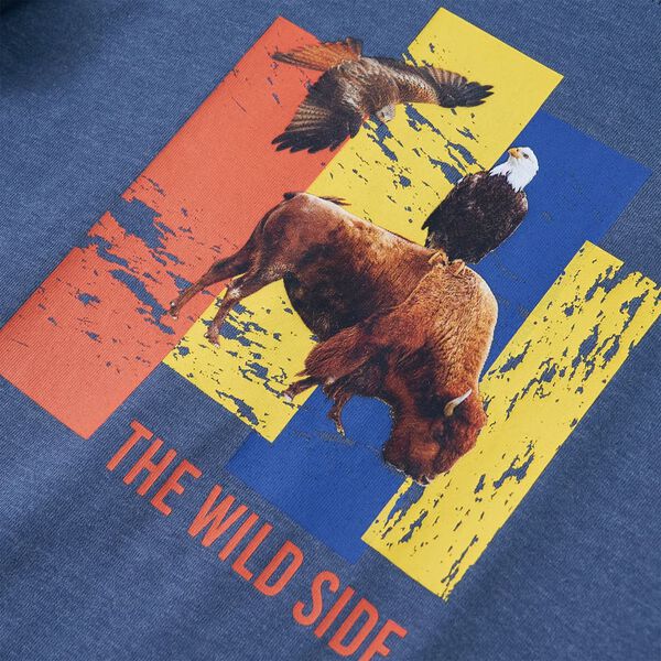 T-skjorte for barn med lange ermer blå melert 140