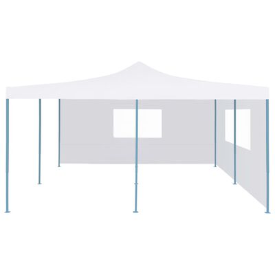 vidaXL Sammenleggbar paviljong med 2 sidevegger 5x5 m hvit