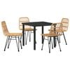 vidaXL Hage Spisegruppe 5 pcs Brun Pulverlakkert st&aring;l
