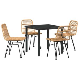 vidaXL Hage Spisegruppe 5 pcs Brun Pulverlakkert st&aring;l