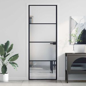 vidaXL Innerd&oslash;r slank svart 76x201,5 cm herdet glass og aluminium