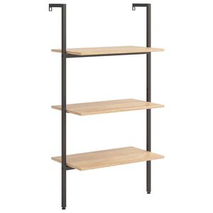 vidaXL Stigehyller 3 etasjer lysebrun og svart 64x35x120,5 cm