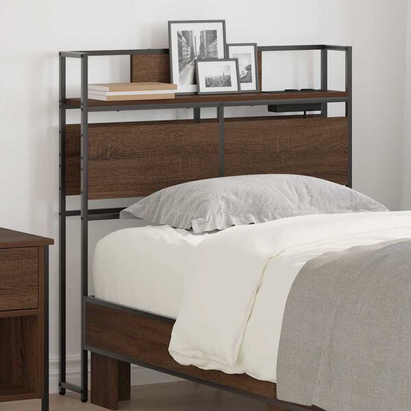 vidaXL Lagringshodegavl med hylle brun eik 80 cm Konstruert tre