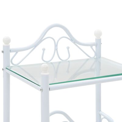 vidaXL Nattbord stål og herdet glass 45x30,5x60 cm hvit