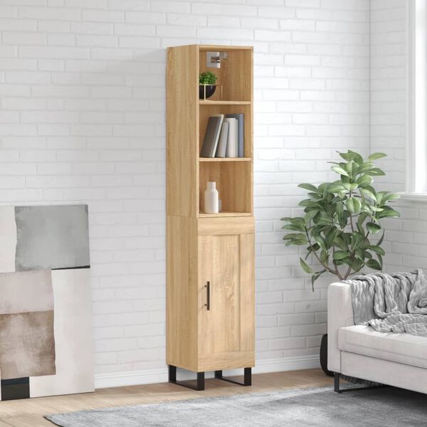 vidaXL Highboard sonoma eik 34,5x34x180 cm konstruert tre