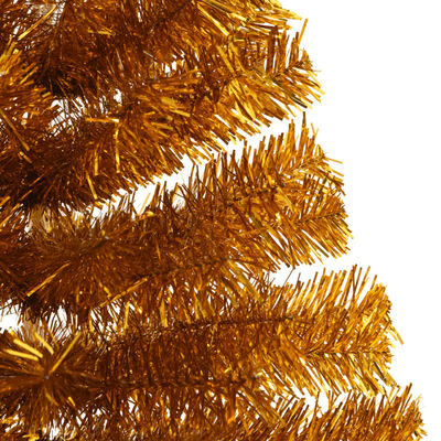 vidaXL Kunstig juletre halvt med stativ gull 150 cm PVC